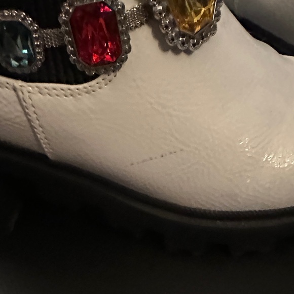 Betsey Johnson White Ankle Boots with Jewel Accents - Picture 5 of 9